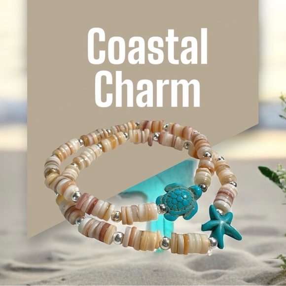 Turquoise and Beige Sea Turtle Bracelet - Picture 2 of 4